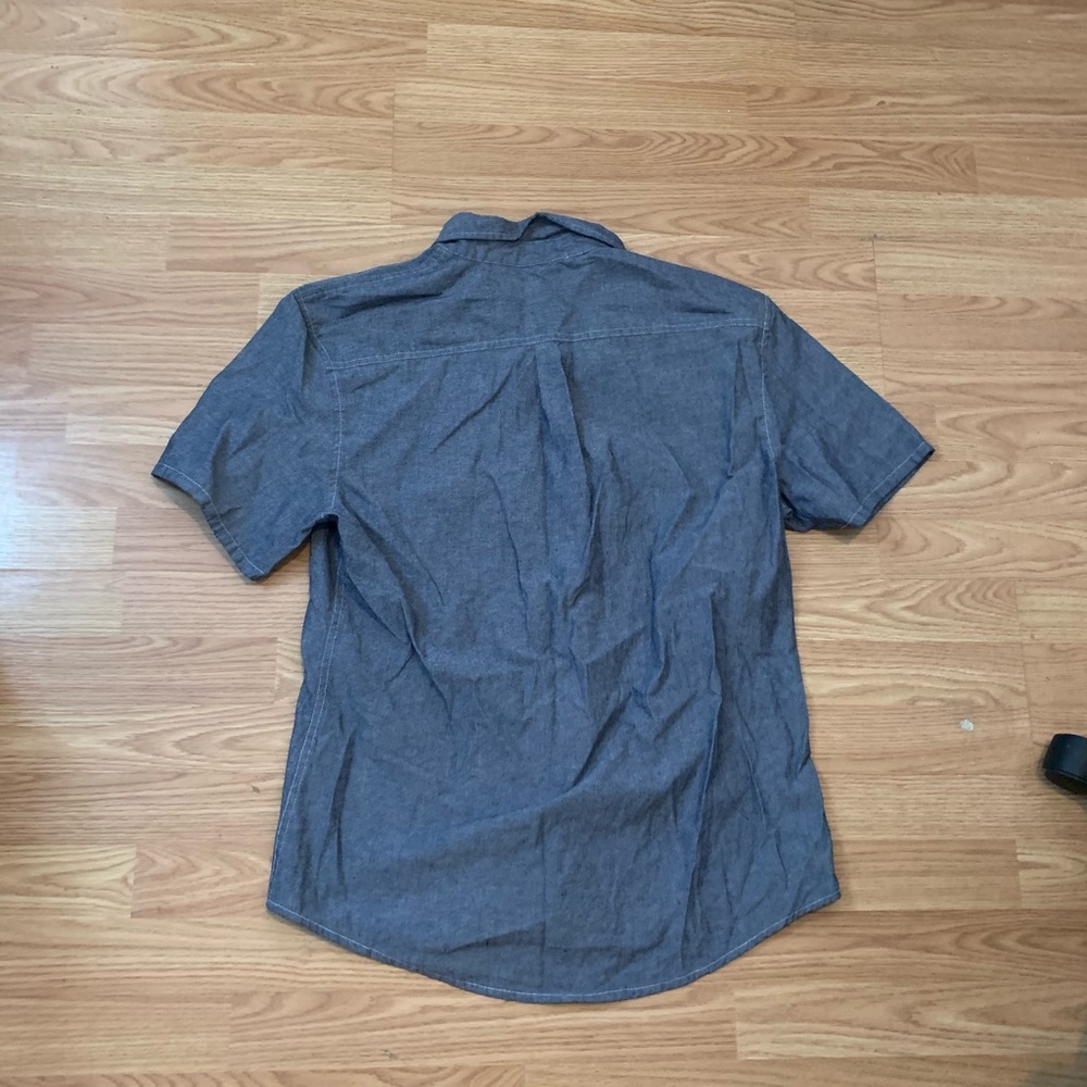 denim and flower slim fit collared Tee bird print
